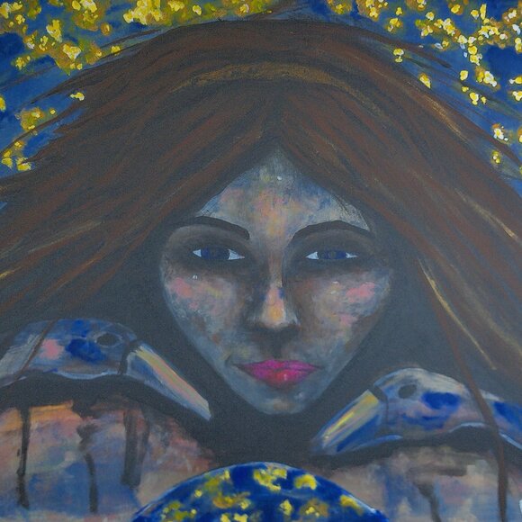 Rachael Potter Other - Portrait - "Girl And Her Geese" - Original Painting by Artist Rachael Potter